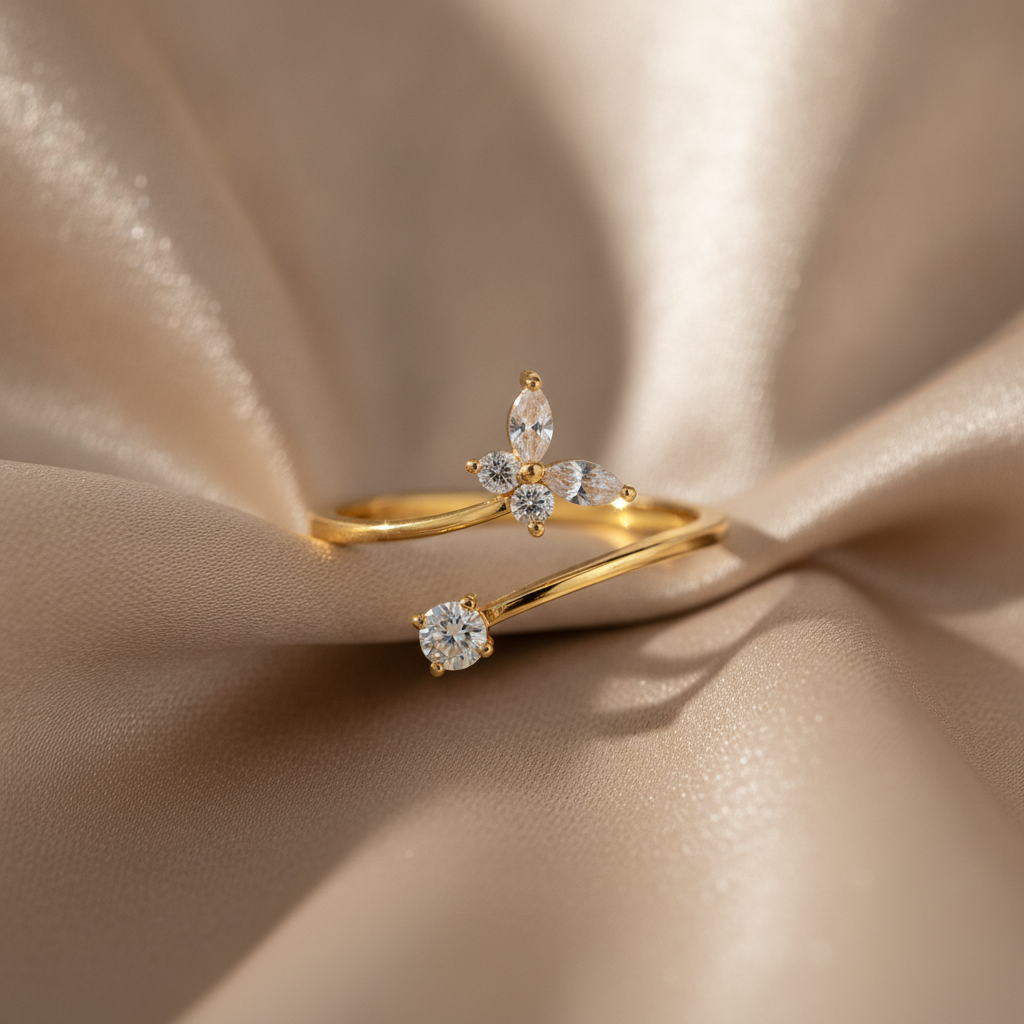 NUGOLD Bloom Spark CZ Open Ring for Women