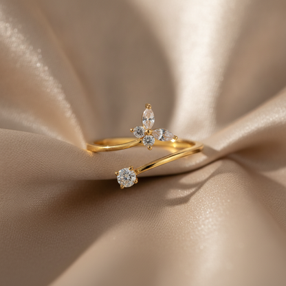 NUGOLD Bloom Spark CZ Open Ring for Women