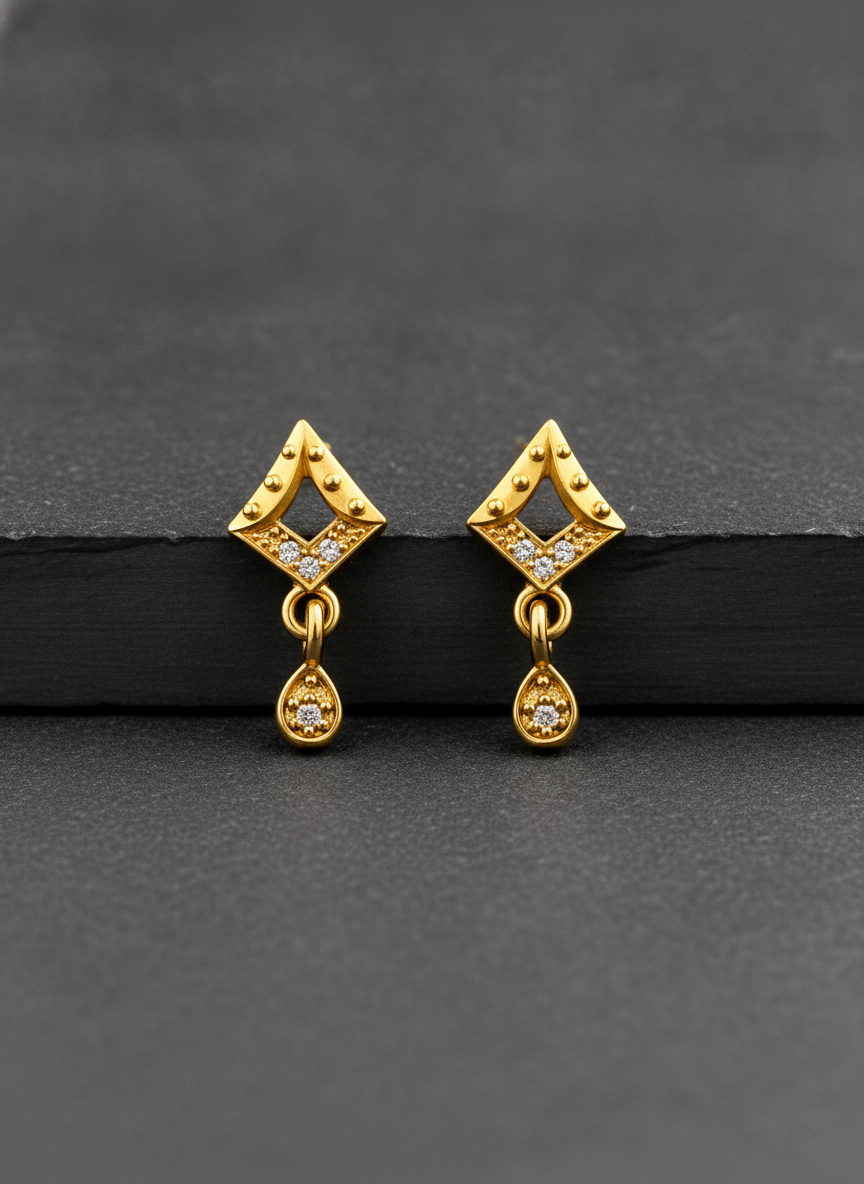 Royal Geometric Teardrop Crystal Drop Earrings for Women