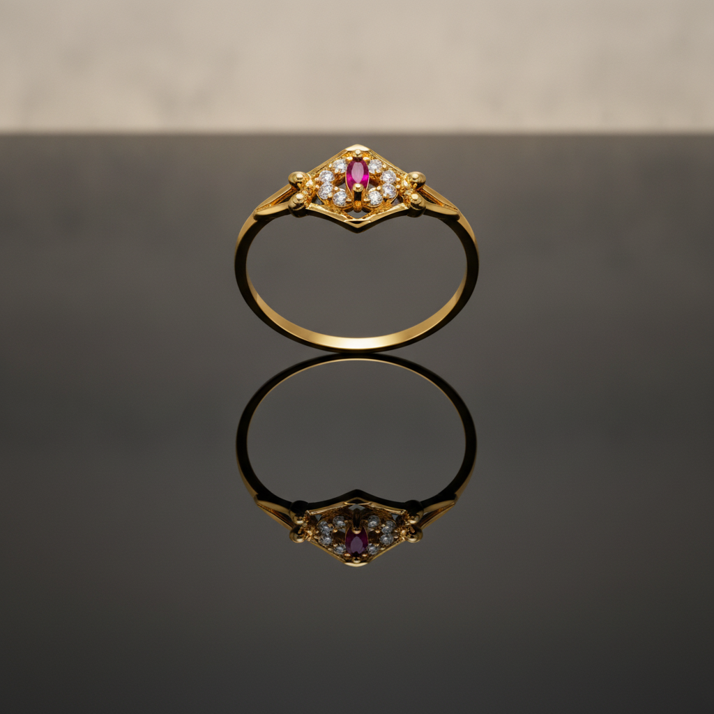 Royal Ruby Marquise Halo CZ Designer Ring