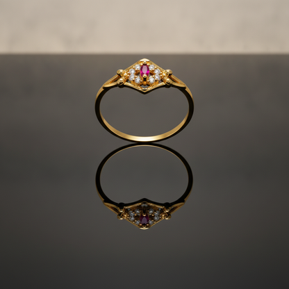 Royal Ruby Marquise Halo CZ Designer Ring