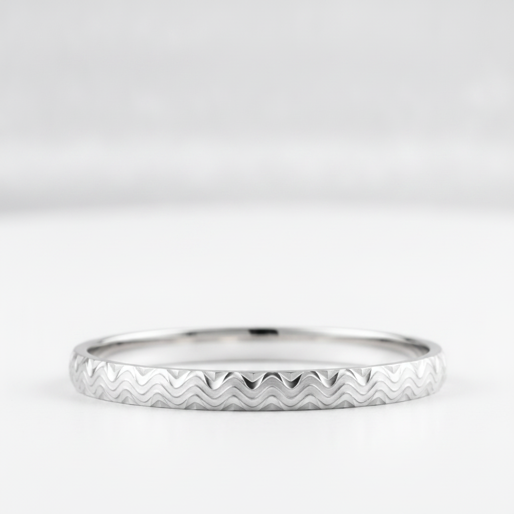 Classic 925 Sterling Silver Chevron Pattern Men's Kada
