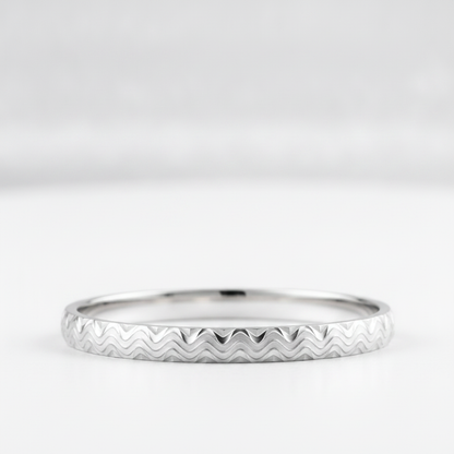 Classic 925 Sterling Silver Chevron Pattern Men's Kada