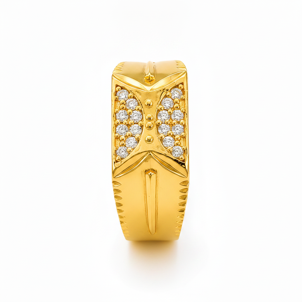 Imperial Crystal Bow Crest Gold Ring