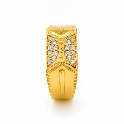 Imperial Crystal Bow Crest Gold Ring