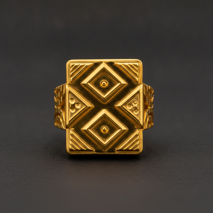 Royal Geometric Crest Statement Ring for Men