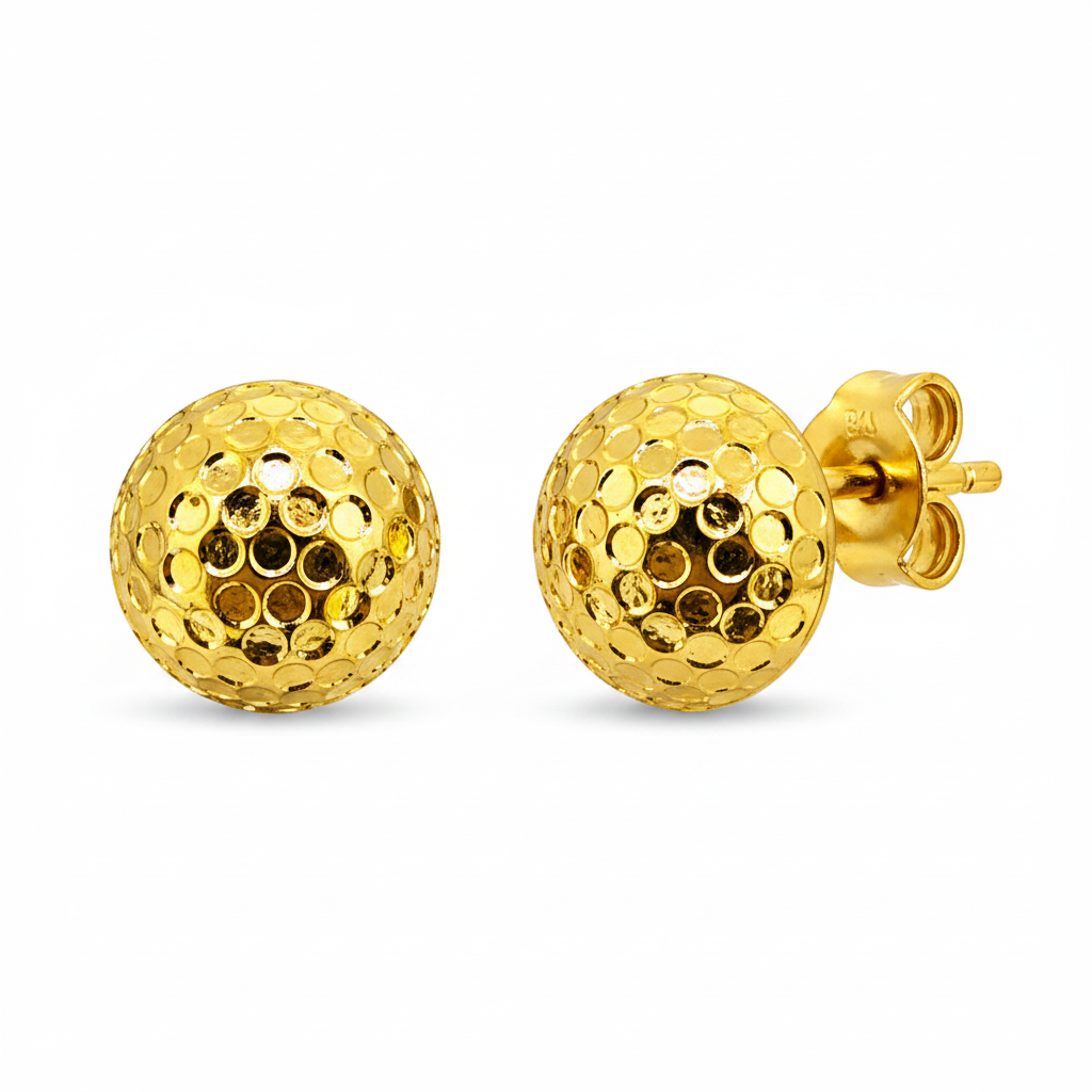NuGold Textured Dome Gold-Toned Stud Earrings for Women
