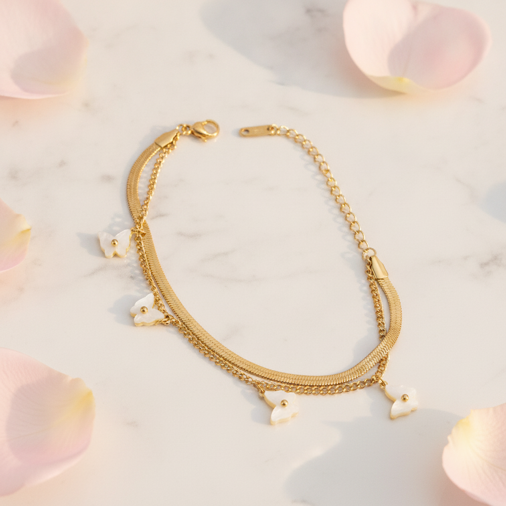 NUGOLD Double Layer Butterfly Bracelet