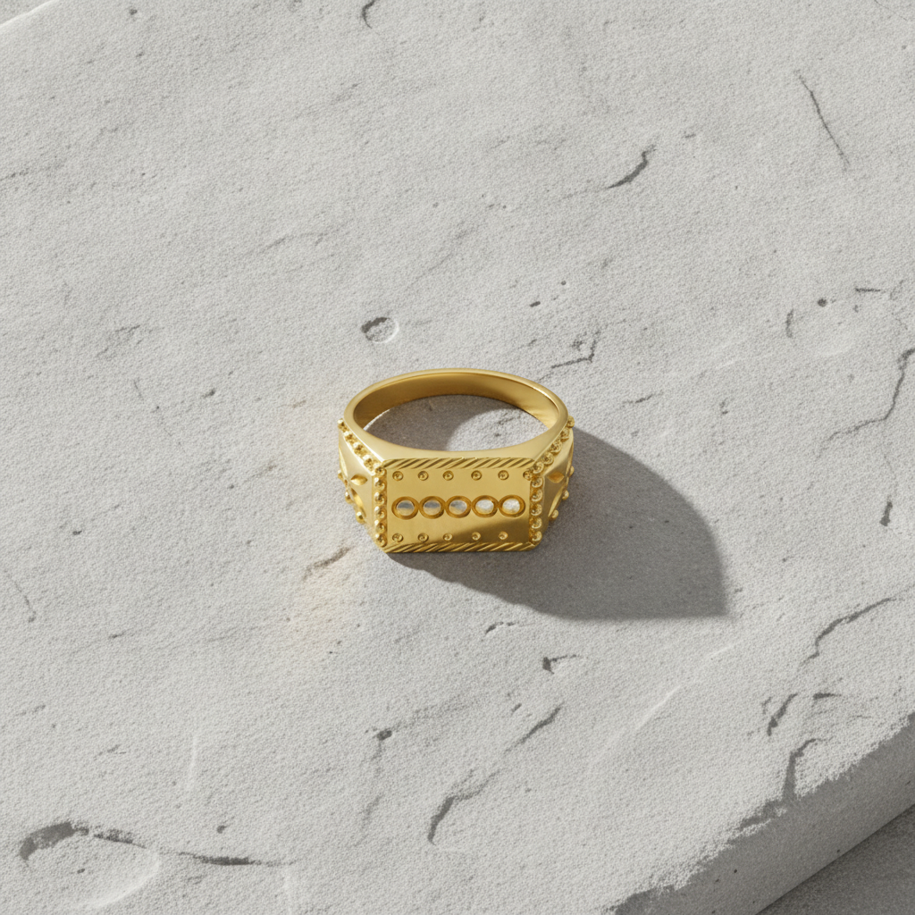 NUGOLD Royal Heritage Geometric Statement Ring for Men