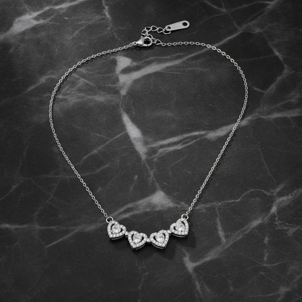 Love Sparkle Triple Heart Necklace for Women