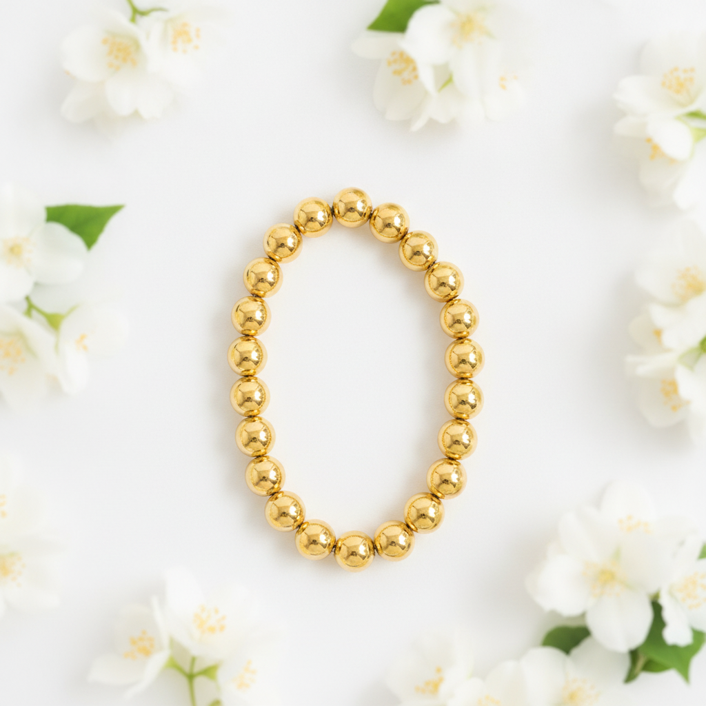 NUGOLD Premium Gold Beaded Bracelet for Girls & Women