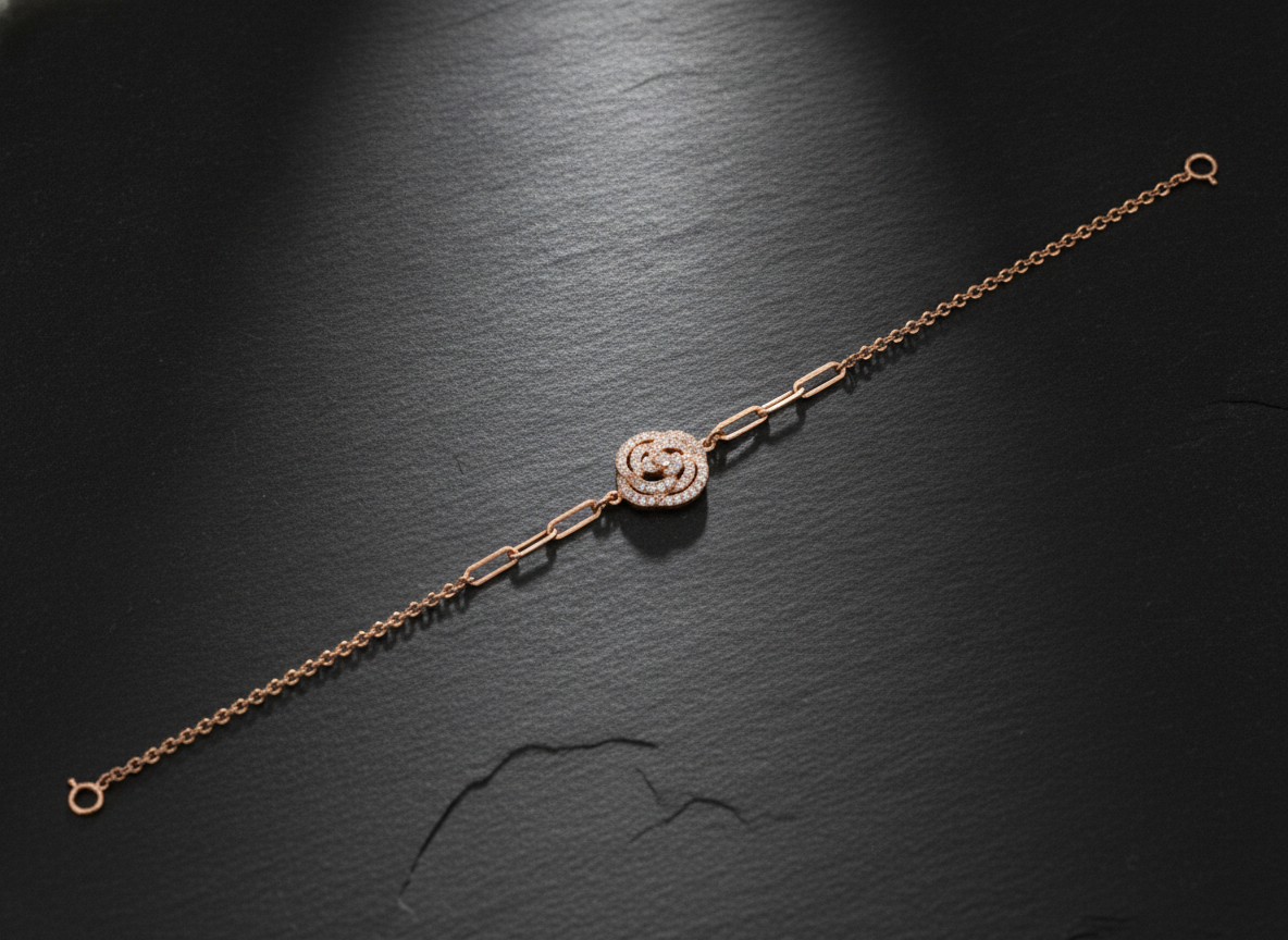 Elegant Rose Bloom CZ Sterling Silver Bracelet for Women