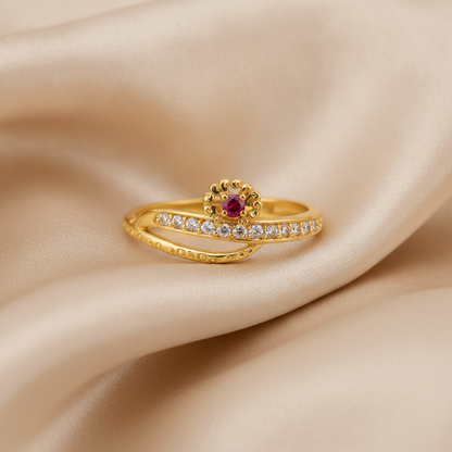 Imperial Ruby Bloom CZ Statement Ring