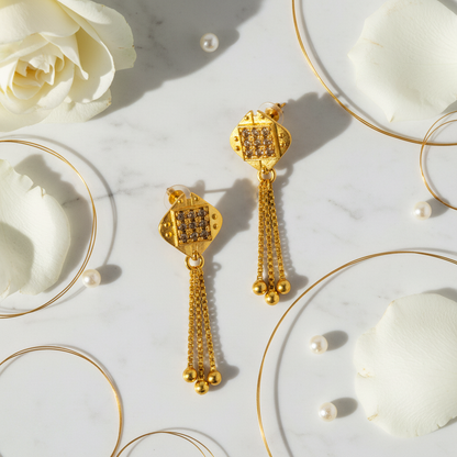 Crystal Stud Drop Earrings