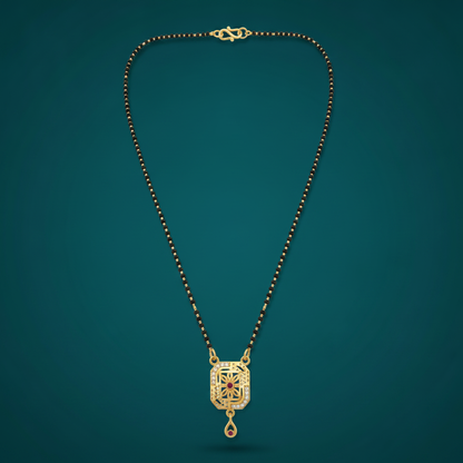NUGOLD Traditional Black Bead Mangalsutra with Elegant Pendant