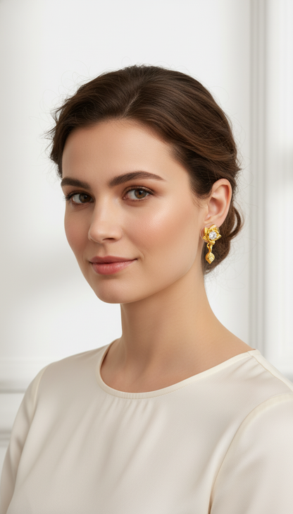 NuGold Twinkle Bloom Crystal Drop Earrings