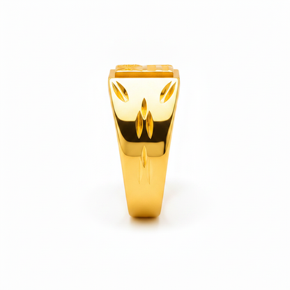 Royal Geometric Heritage Signet Ring for Men