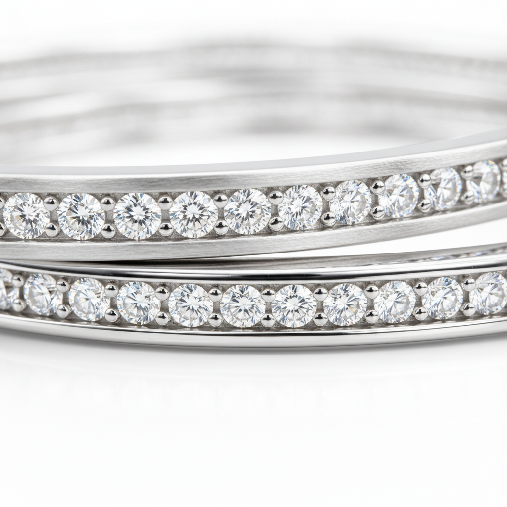 925 Silver Diamond-Look CZ Bangles for Women