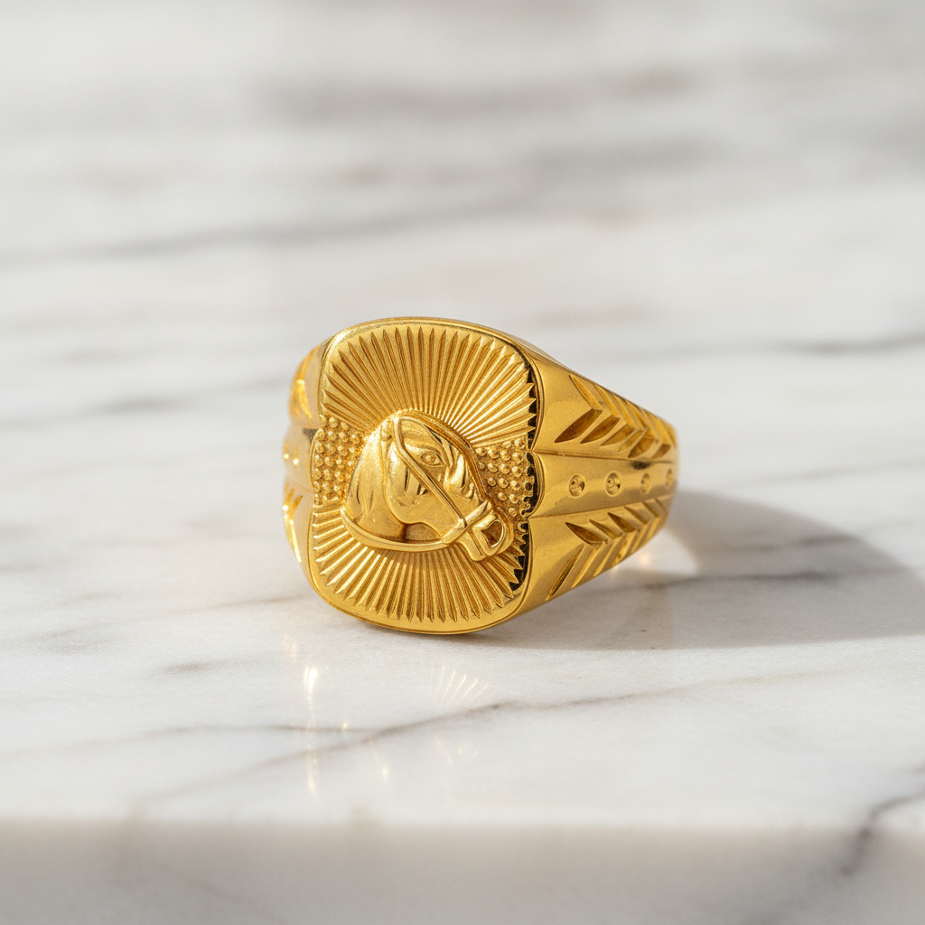 Royal Equestrian Crest Heritage Statement Ring for Men