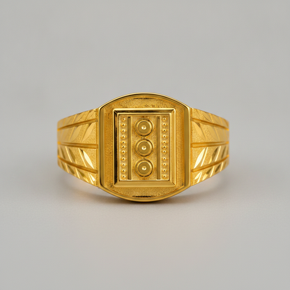 Royal Triple Medallion Geometric Statement Ring for Men