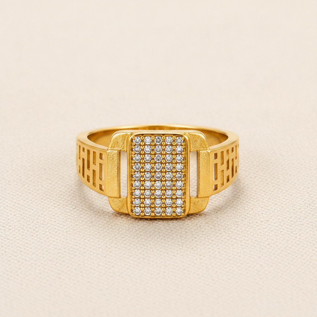 Royal Gridstone Crystal Statement Ring for Men
