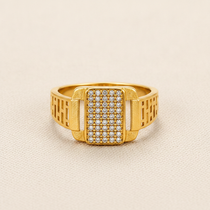 Royal Gridstone Crystal Statement Ring for Men