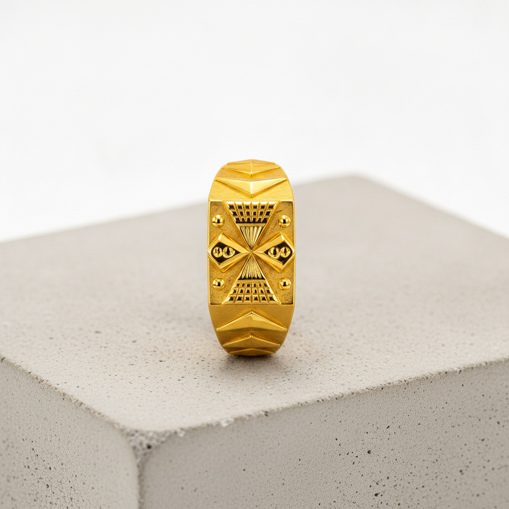 Imperial Diamond Crest Geometric Ring for Men