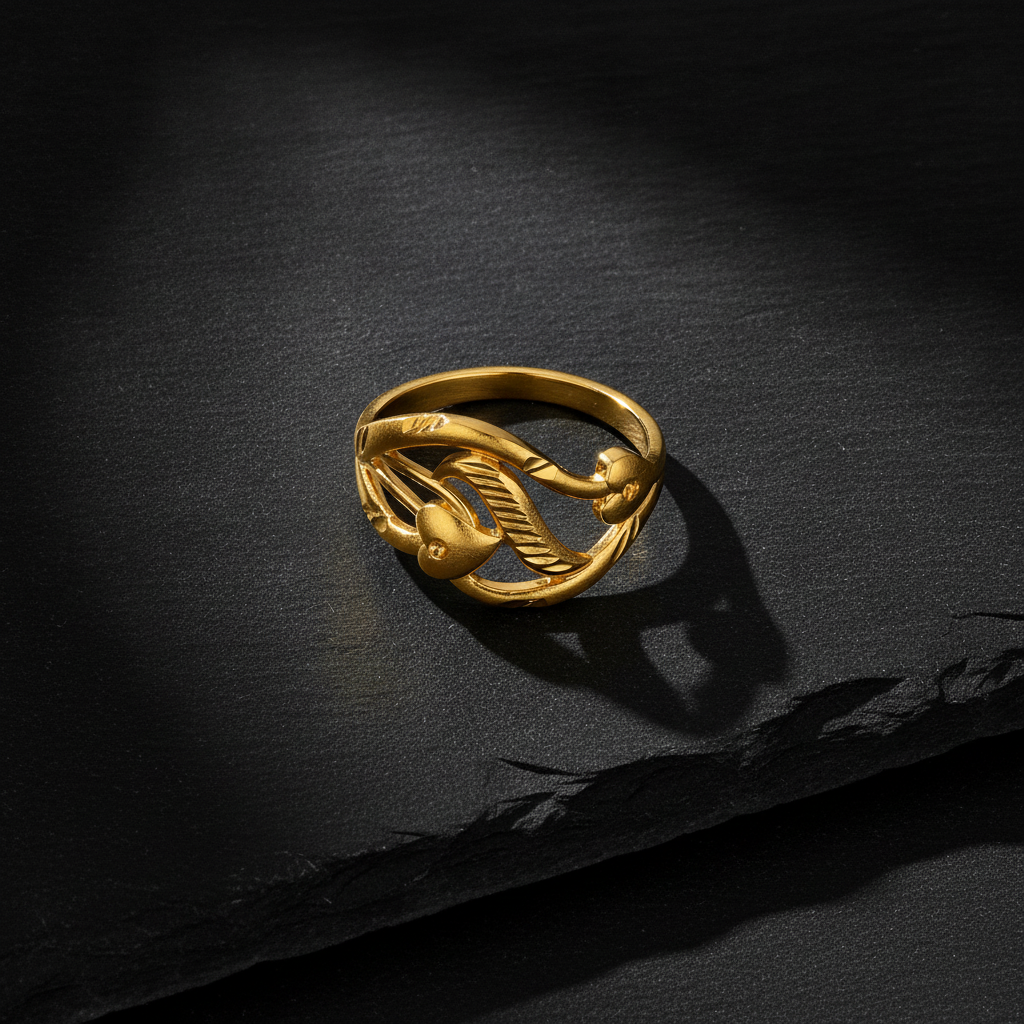 NUGOLD Elegant Leaf Design Adjustable Ring for Women