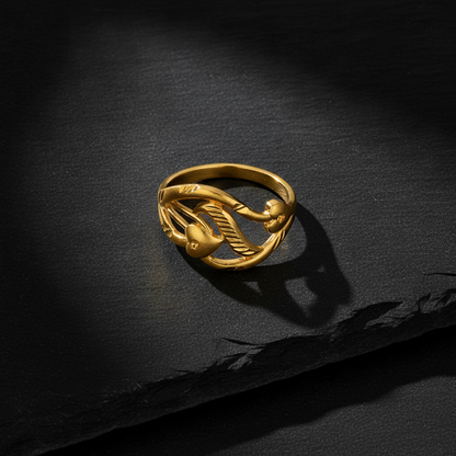 NUGOLD Elegant Leaf Design Adjustable Ring for Women