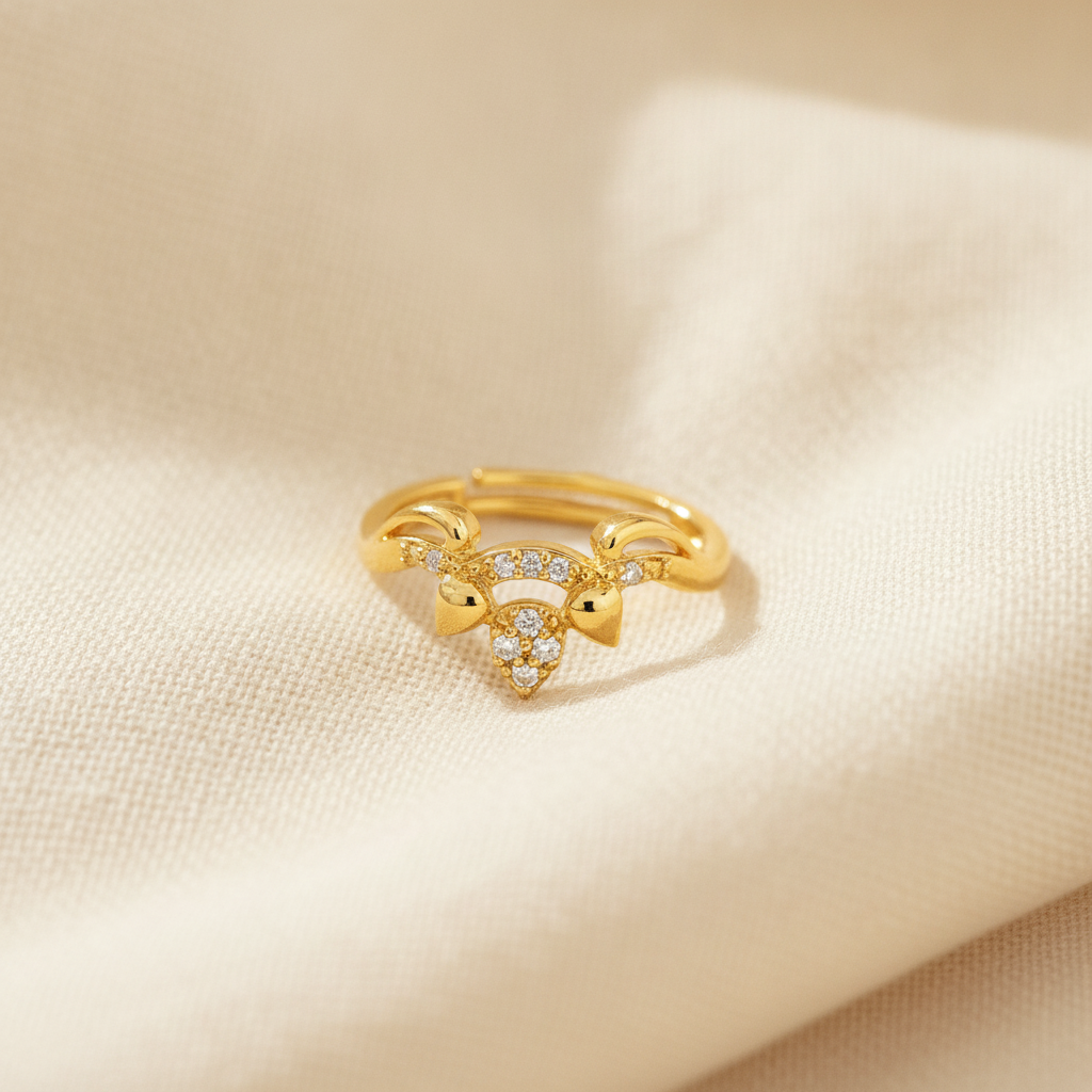 NUGOLD Deer Antler CZ Adjustable Ring for Women