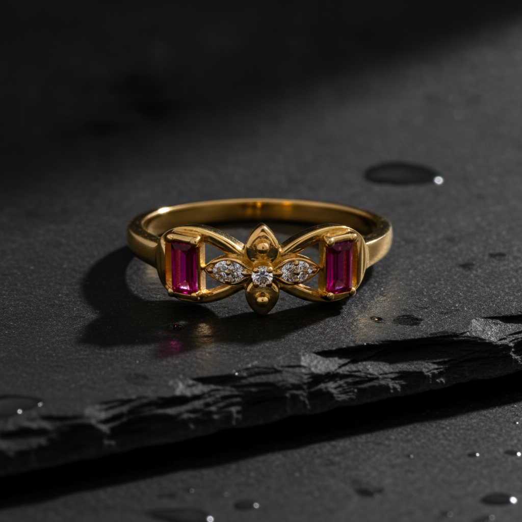 Royal Fuchsia Butterfly Embrace Statement Ring