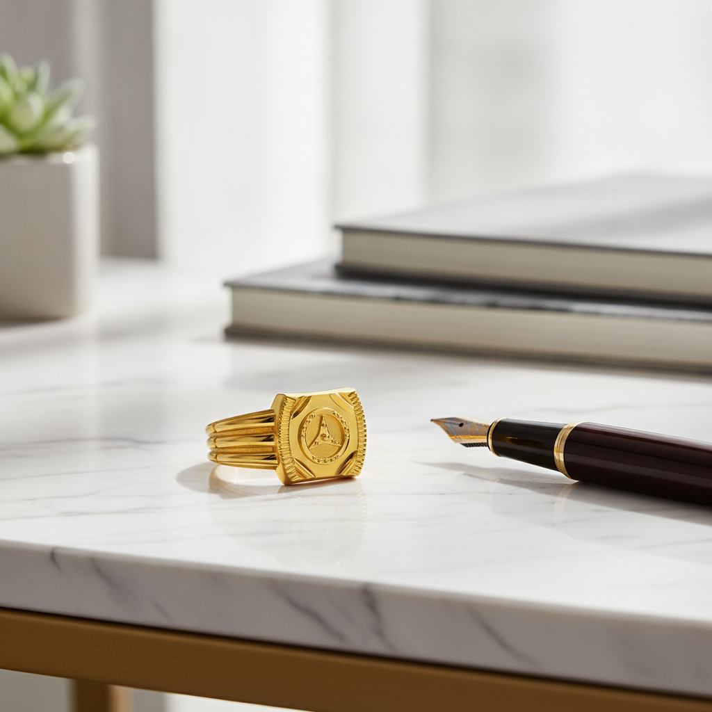 Royal Triad Crest Statement Ring for Men