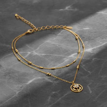 Golden Daisy Double Layer Necklace for Women