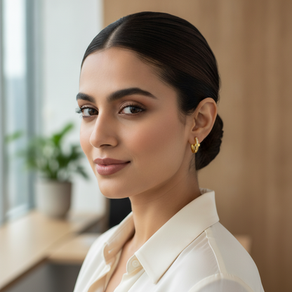 NuGold Crystal Nail-Inspired Gold-Toned Hoop Earrings for Women