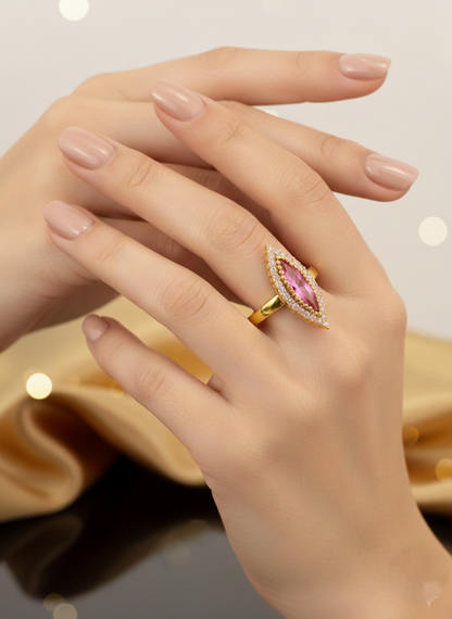 NuGold Pink Royale Marquise Statement Ring