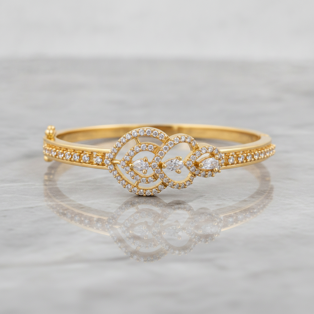 Elegant Marquise Crystal Designer Open Kada Bracelet for Women
