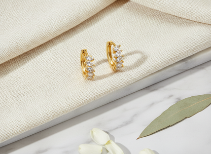 NuGold Luxury Gold Plated Leaf Design Hoop Earrings for Women & Girls