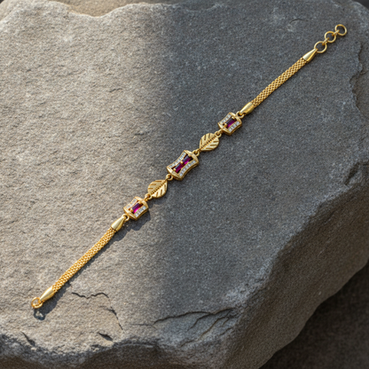 Imperial Ruby Baguette Link Bracelet for Women & Girls