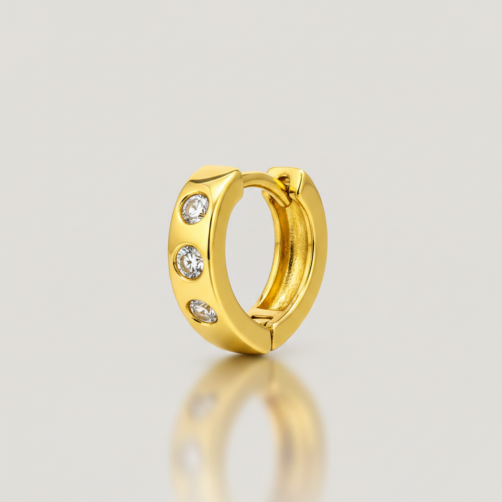 NuGold Radiance Crystal Studded Gold-Toned Hoop Earrings for Women