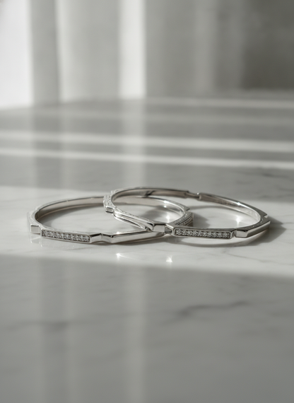 925 Silver Geometric CZ Bangles for Women