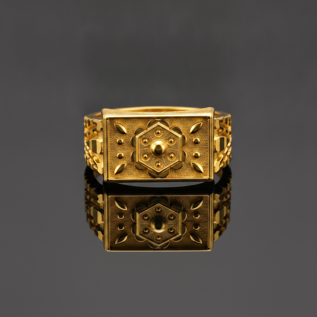 Regal Floral Medallion Textured Statement Ring for Men
