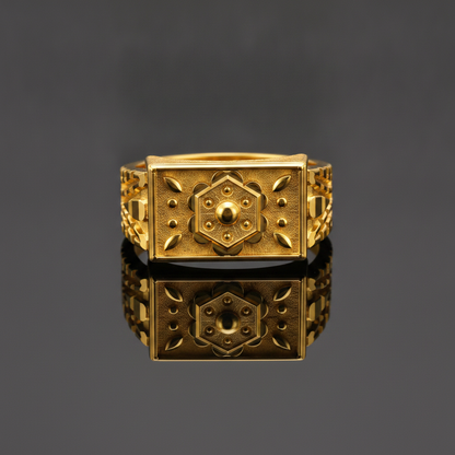 Regal Floral Medallion Textured Statement Ring for Men