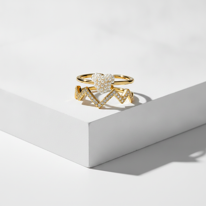 Pearl Crown Chevron Designer Ring