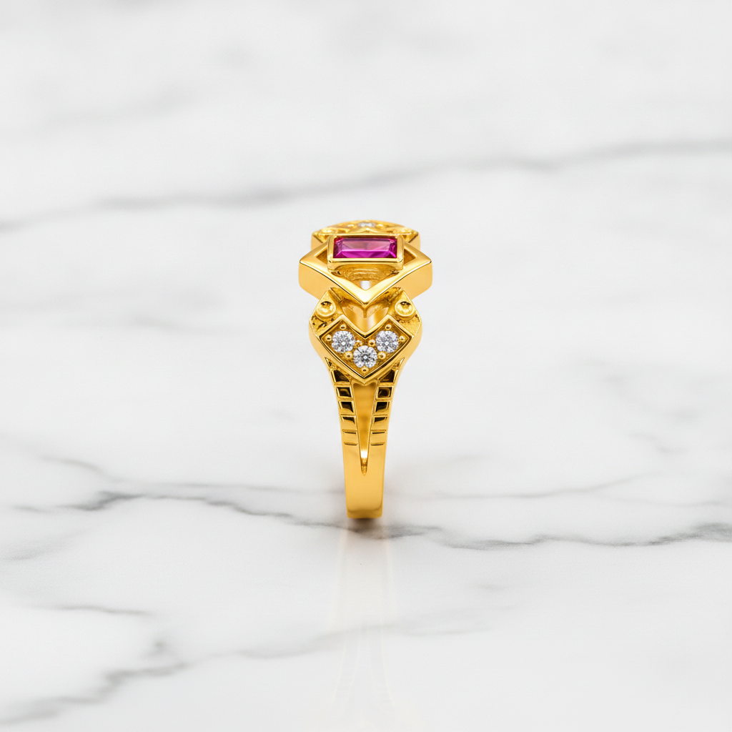 Regal Ruby Prism Embrace Statement Ring for Women