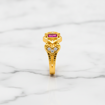 Regal Ruby Prism Embrace Statement Ring for Women