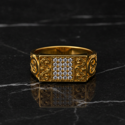 Vintage CZ Ornate Pattern Ring for Men