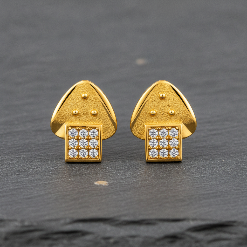 Celestial Tri-Beaded Cap Ear-Studs Earring