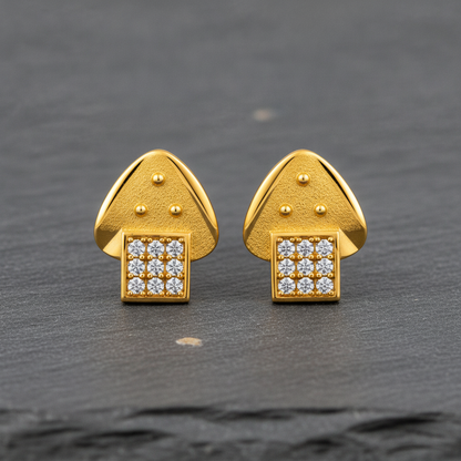 Celestial Tri-Beaded Cap Ear-Studs Earring