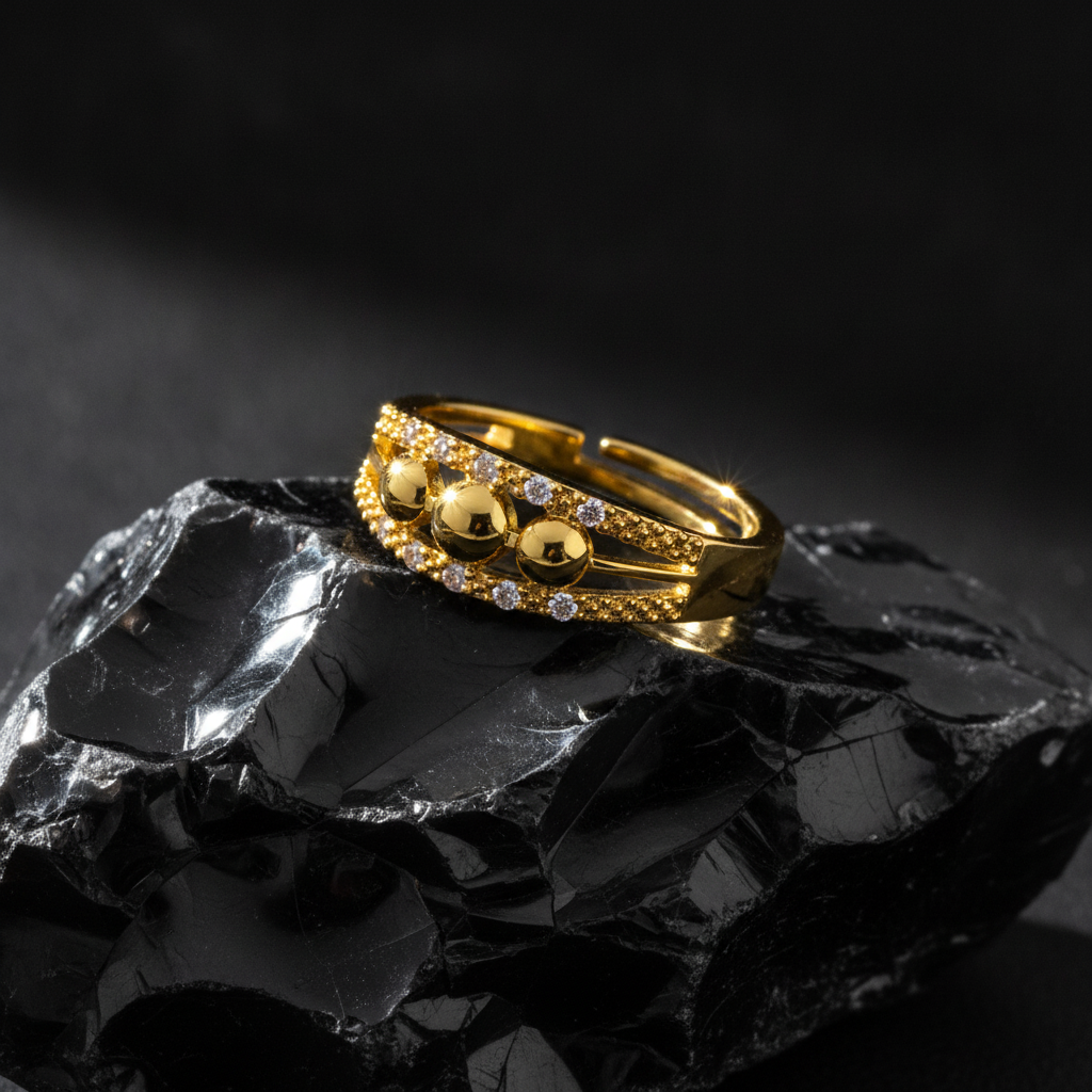 Trendy Triple Ball CZ Adjustable Ring for Women & Girls