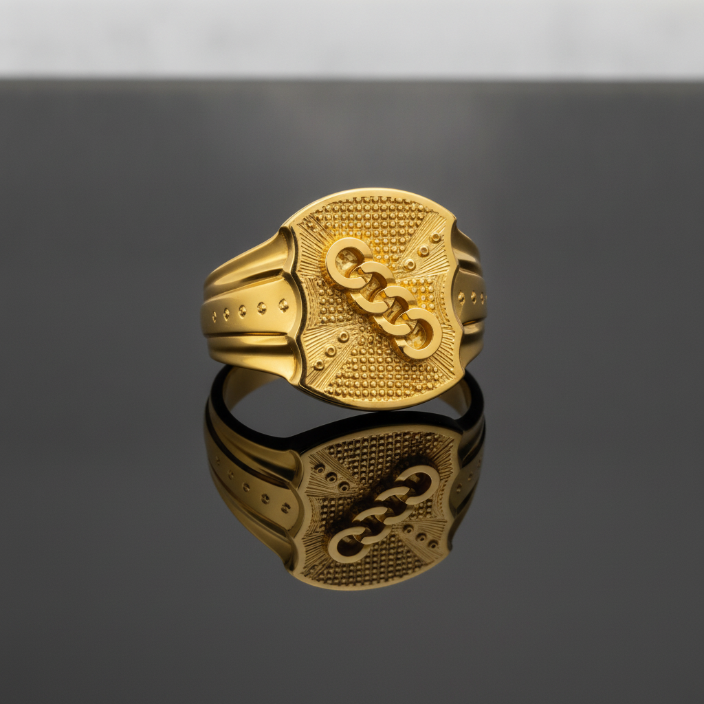 Regal Interlock Crest Statement Ring for Men